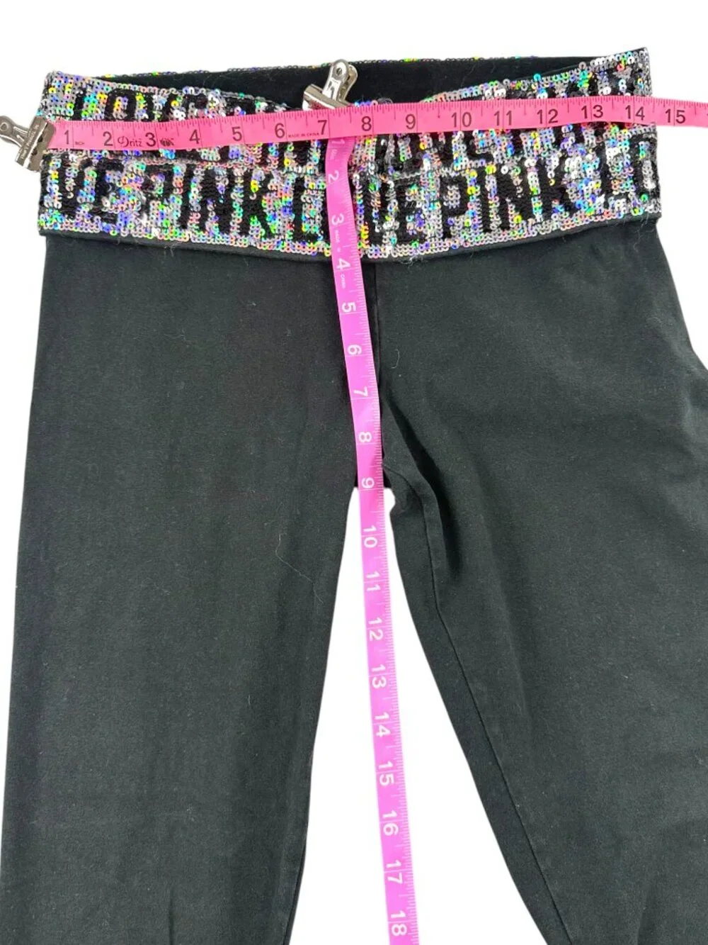 Rare Y2K VS PINK Sequin‎ Foldover Leggings